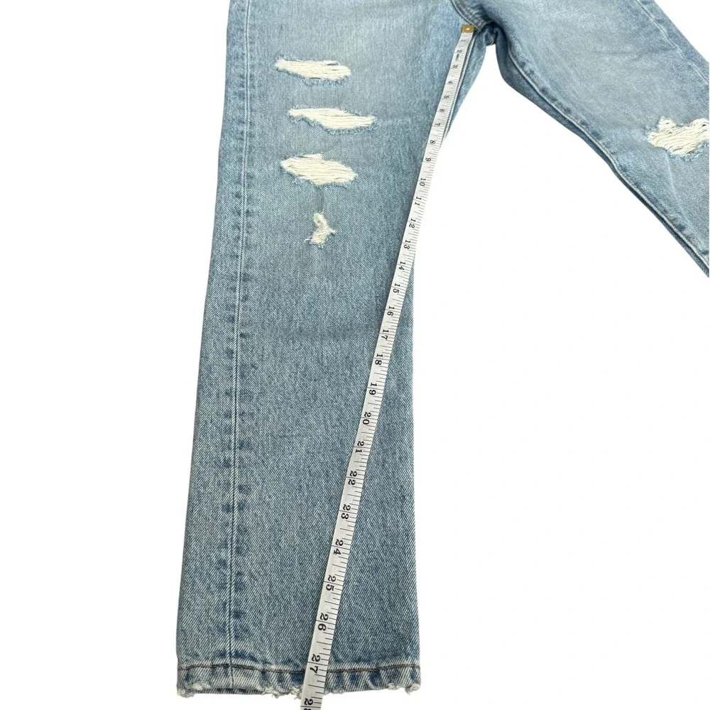 Levis Premium 501 Distressed Light‎ Wash Button Fly Jeans W28 L28 Denim Skinny